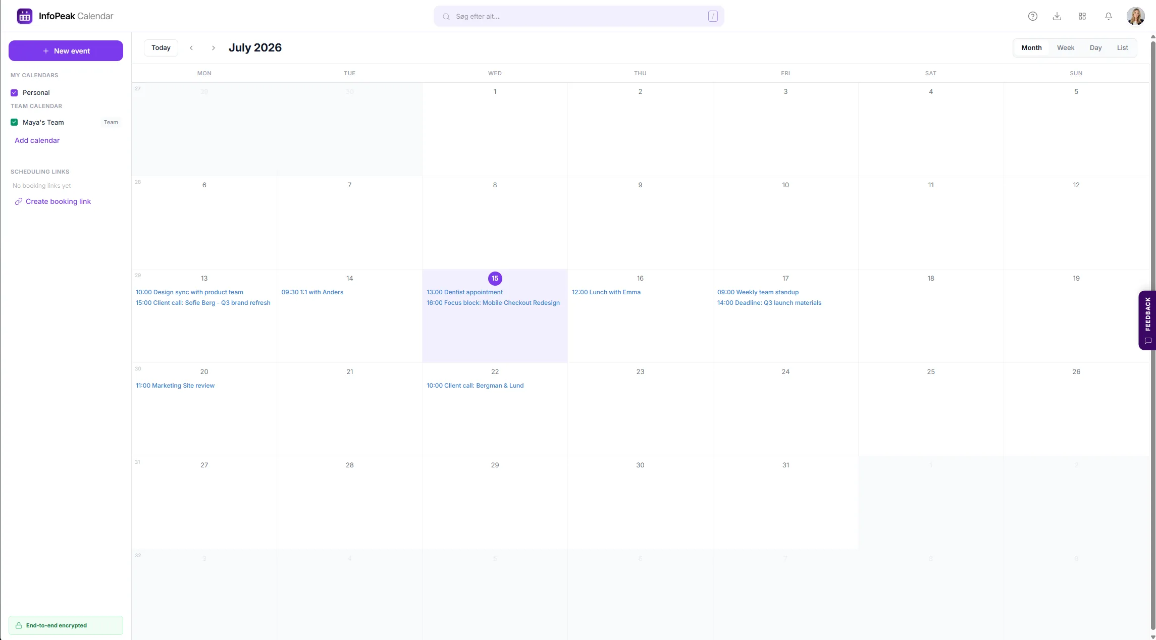InfoPeak Calendar